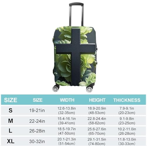 Black Cross Among Green Flowers Printed Luggage Cover Protector, Fits 18-32 Inch Luggage2