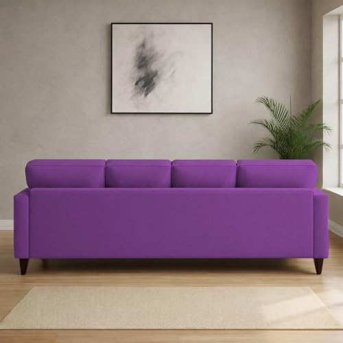 Image of Carlos LHS 4 Seater L Shape Sofa Set for Living Room & Home Office Furniture, Modern Durable Sectional Corner Sofa Couch, Premium Fabric Comfortable Seating with Strong Frame (Purple)