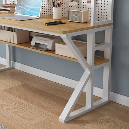 Bureau avec étagères de rangement panneau perforé pour petits espaces