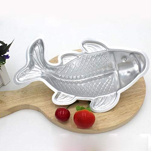Miniatura 4 de Pastel en forma de pez, molde de pastel de pescado koi, molde de aleación de aluminio 3D para pasteles (10 pulgadas)