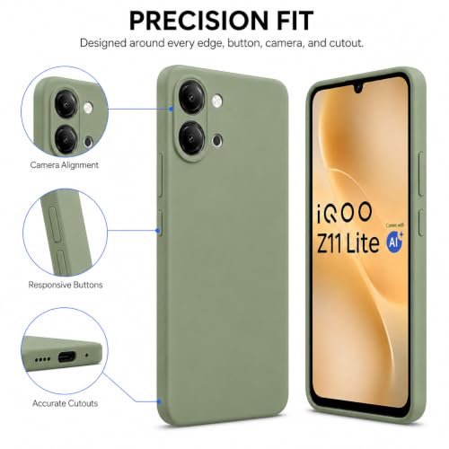 Image of FIRST MART Matte Silicone Back Cover for iQOO Z11 Lite - Green