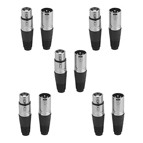 Eightnoo 5 Male + 5 Female 3 Pin XLR Solder Type Microphone Line Plug Connector Mic Audio Socket (Pack of 10) Cover