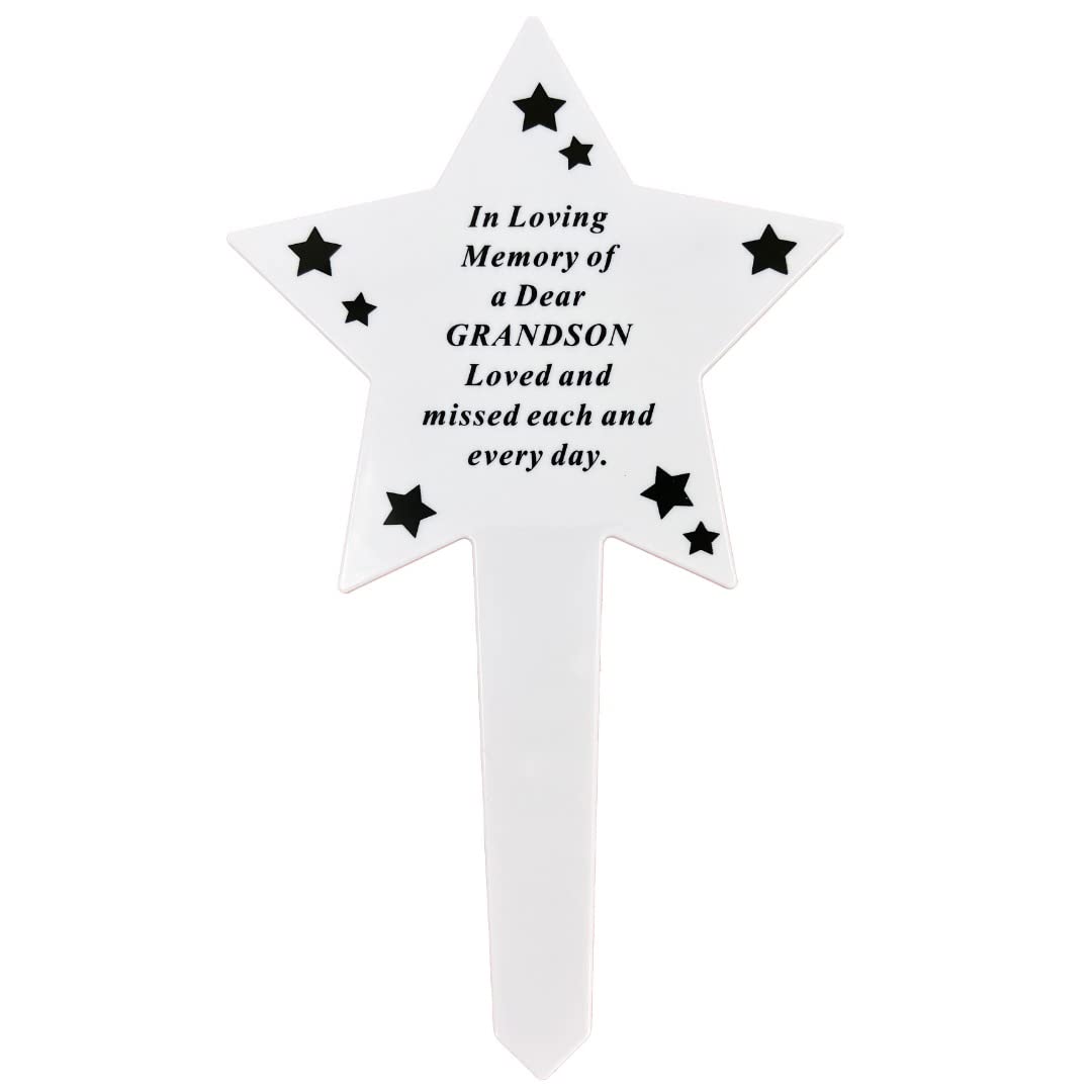 Angraves Shining Star Special Grandson Memorial Baby Child Remembrance Verse Grave Ground Stake Plaque