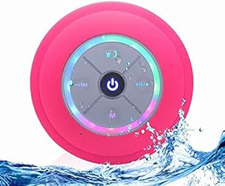 JUSTOP Rainbow LED Bluetooth Shower Speaker With FM Radio, IP67 Portable Fully Waterproof, Hands-Free Speakerphone. Rechargeable Using Micro USB, Perfect Speaker for Golf, Beach, Shower & Home (White)