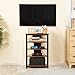 HOMCOM Media Stand with 4-Tier Audio Rack AV Media Corner Shelf with Cable Management for DVD Players Game Console TV Box Cable Box Xbox WiFi Router, Brown