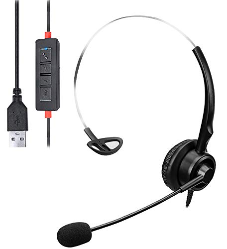 Eadidi USB Headset with Microphone, Computer Headphone with Mic for Laptop PC, Wired Headset with Volume Controller for Call Center/Office/Conference Calls/Online Course Chat/Skype (Black) Cover
