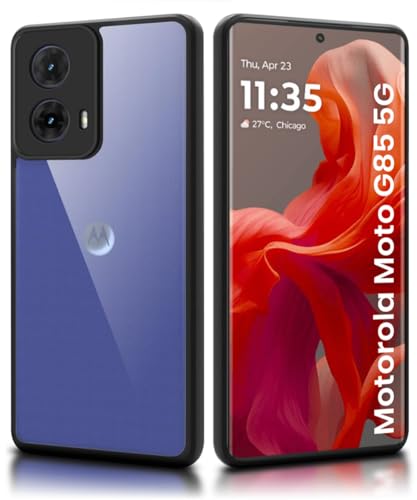 Image of WOW IMAGINE Shockproof Hybrid Back Cover for Motorola Moto G85 5G | Hard Slim fit Back Case | PC & TPU | Clear Transparent Case - Black