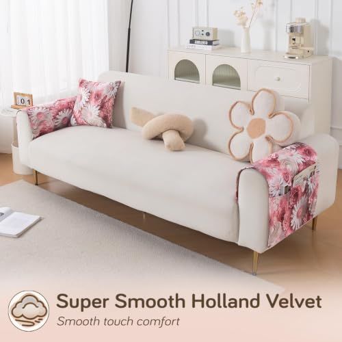 Image of HOKIPO Nature Muse Sofa Armrest Cover, 2 Pc, Blush Bouquet