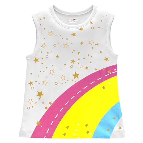 Image of Kuchipoo Girls Sleeveless Regular Fit Cotton T-Shirt