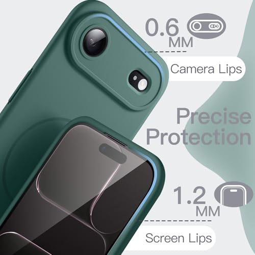 Image of JETech Magnetic Silicone Case for iPhone Air, Midnight Green | Compatible with MagSafe, Silky Soft Touch, Full Camera Lens Protection, Shock Absorbing Phone Cover