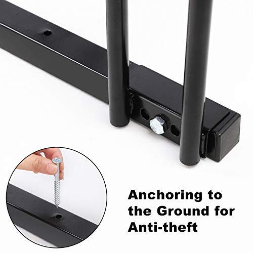 Hromee Bike Floor Parking Stand 5 Rack Adjustable Bicycle Storage Organizer For Indoor Outdoor Black #TOP4