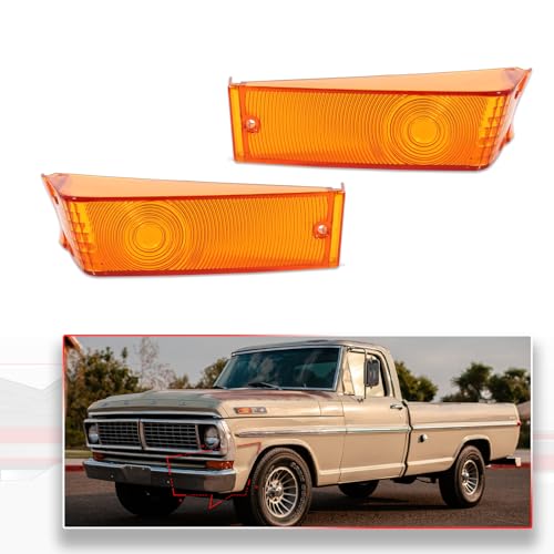 MODIPIM 2 Amber Front Turn Signal Light Kit For Ford F100 F250 F350 1970-1972,Replace OEM Front Parking Lamp Housing Kit