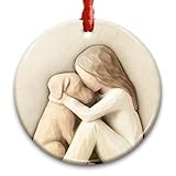 CHOANG Dog Lover Christmas Ornament - Rustic Girl Loves Dog Ceramic Decoration - Meaningful Holiday Keepsake - Pet Gift for Women, Girls, Pup Owners