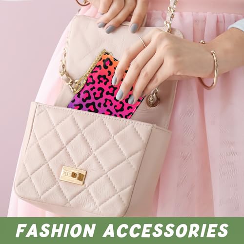 Image of Aiawoxc Credit Card Holder, Small RFID Wallet Slim Leather Card Organizer Case with Zipper and Keychain, Colorful Leopard Print