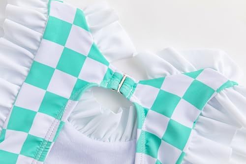 Image of LIZENS Girls One Piece Swimsuit Stylish Ruffled Plaid Swimwear for Kids