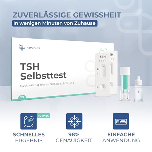 2x Schilddrüsenunterfunktion Test (TSH) einfacher Selbsttest bei Symptomen wie Müdigkeit oder Kälteempfinden für zuhause ohne Labor mit sofortigem Ergebnis Weiß