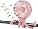 Mini Ventilateur pour Poussette, Ventilateur Portable avec Trépied Flexible, Ventilateur de Bureau Personnel Alimenté par USB ou Batterie, 3 Vitesses, Ventilateur pour Bébé avec Lumière LED (Rose)