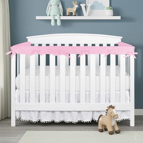 Image of 3Pcs Corner Edge Protector Strip, Mesh Fabric, Mesh RailGuard Teething Cover,Fits Most Full-Size (Pink)