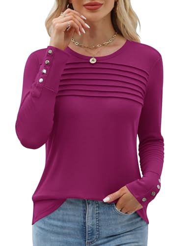 Trendy Womens Fall Tops Long Sleeve Dressy Casual Office 11 womens fall tops - rose red