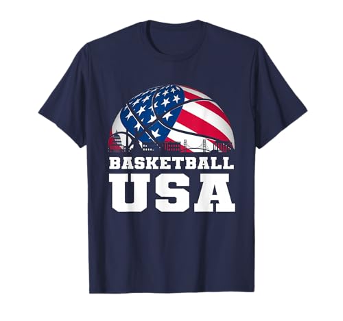 Basketball USA Support the Team - Camiseta con la bandera de Estados Unidos Camiseta