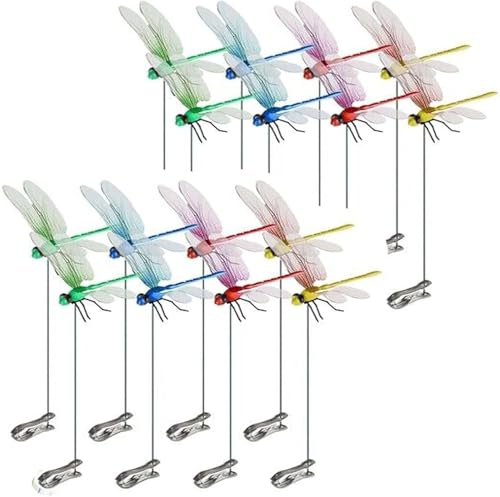 PGAXM Dragonfly Clip,3D Garden Stakes Decor, Garden Decor Clip,for Outdoor Indoor Fake Plastics Dragonfly,Creative hat Clip (Mixed-16pcs) by PGAXM - Used condition - US$8.17