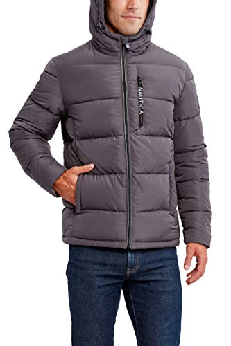 Nautica Mens Hooded Parka Jacket, Water And Wind Resistant Varsity Jacket, Charcoal, Large Us #TOP4