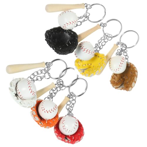 Porte-clés baseball lot de 6 mini pendentifs de 2 cm blancs pour accessoires de sport