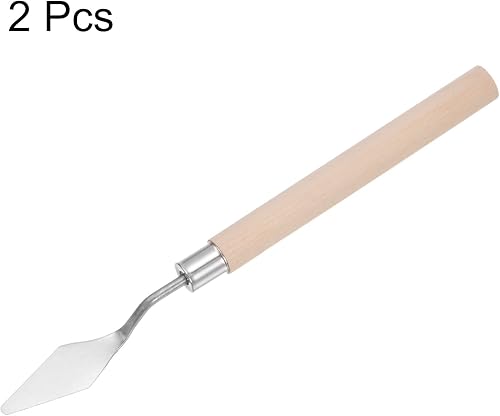 Miniatura 3 de HARFINGTON 2pcs No.3 Paleta Cuchillos 0.551 in Ancho Acero Inoxidable Espátula Grande Pallet Pintura Cuchillo con Mango de Madera para Óleo Acrílico