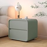 Nachttisch mit 2 Schubladen, moderner Nachttisch mit PU-Leder und Massivholzrahmen, minimalistischer...