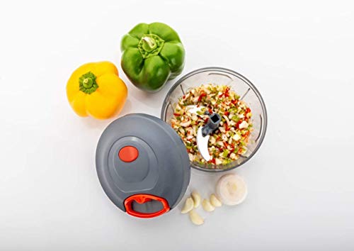 Image of Plastic Vegetable & Fruit Chopper with Pull Cord Technology and 3 Stainless Steel Blades | Eco Friendly Design for Healthy Salads