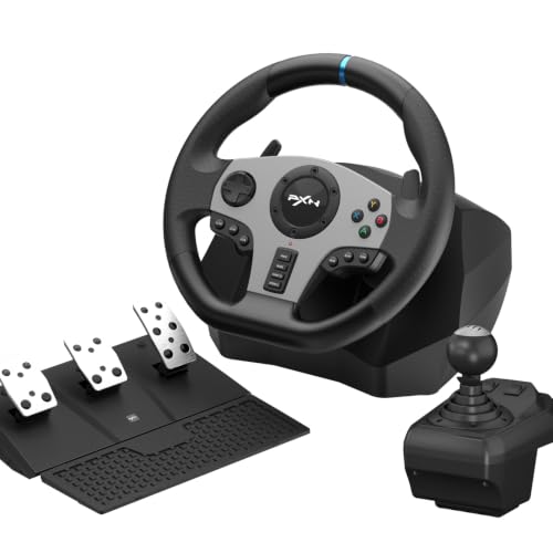 PXN V9 Steering Wheel - Vibration Feedback Gaming Racing Wheel with Shifter and Pedals for PC, PS3, PS4, Xbox One, Xbox Series X/S, and Switch(Used - Like New)