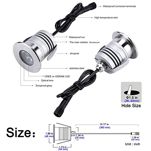 CNBRIGHTER LED Underwater Pool Lights, 3W,12V-24V DC - Image 2
