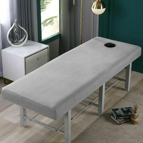QIGEN LTD 1pcs Massage Bed Cover Massage-Table/Beauty Couch Cover For Massage Tables Treatment Protection Waterproof Oil Resistant for 70cm or Less Massage Bed (Grey)