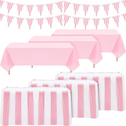 Remagr 8 Pcs Pink Circus Theme Party Decors Disposable Table