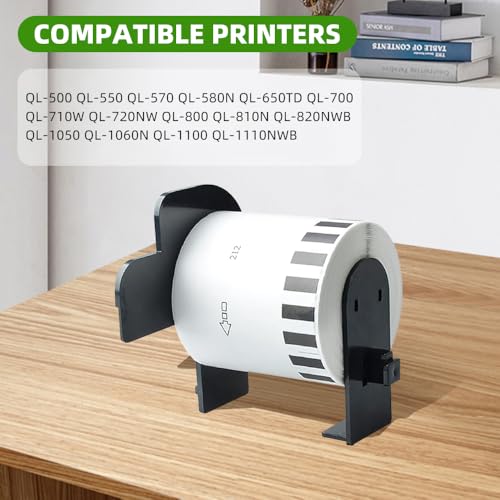 DK-2212 Etykieta papierowa Compatilbe dla Brother DK2212 6.1 cm x 50'(62 mm x 15,24 m) ciągła taśma do etykiet Brother QL-500 QL-550 QL-570 QL-580N QL-650TD QL-700 drukarka etykiet - 4 rolki (DK-2212)