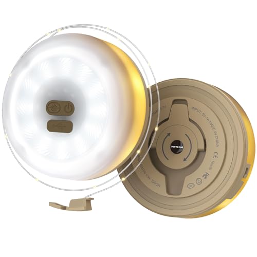 VINTEAM Corrente de luzes para campismo 2 em 1 luz de campismo com 6 modos de iluminação 10 m / 32,8 pés candeeiro de campismo recarregável impermeável para campismo, pesca, atividades ao ar livre,