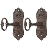 Pelopy 2 Pack Decorative Vintage Cast Iron Wall Hooks Victorian Key Wall Holder for Hanging Coats Key Bags Hats Towels Hanger Rustic Farmhouse Decor (Brown)