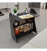 Pmnianhua Portable Mobile Desk on Wheels with Adjustable Angle Taletop,Home Office Desk,Rolling C...