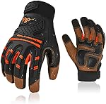 Vgo Haute Dextérité Chèvre en cuir Gants de travail mécanique lourd de service, Gants plus grands, Anti-Vibration, Touchscreen (GA8954)