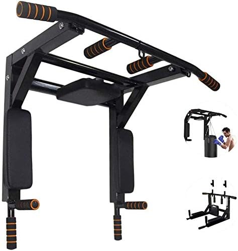 BDL Wall Mounted Pull Up Bar Chin Up bar Multifunctional Dip Station for Indoor Home Gym Workout, Power Tower Set Training Equipment Fitness Dip Stand Supports to 440 Lbs