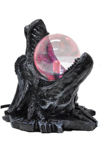 Preisvergleich Produktbild Plasmalampe Drachenlampe mit Drachenkopf Blitzlampe Tischlampe Zimmerlampe Mystik Gothic Fantasy Dekoration