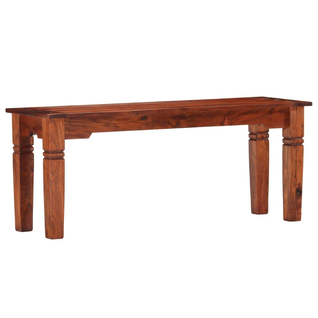 Banco de madera maciza de acacia de 110 cm, banco de comedor rústico con acabado de nogal, banco de madera resistente para pasillo o sala de estar