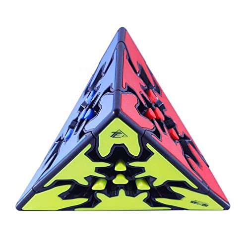 Image of D ETERNAL QiYi Gear Cube Combo Set of Sphere Pyraminx and Cylinder Shaped Speed Magic Cube Puzzle (Tiled)