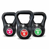 Set de Kettlebells BSFIT – Pack de Pesas Rusas de 2 o 3 Unidades, Gimnasio y Entrenamiento en Casa (4 + 6 + 8 kg)