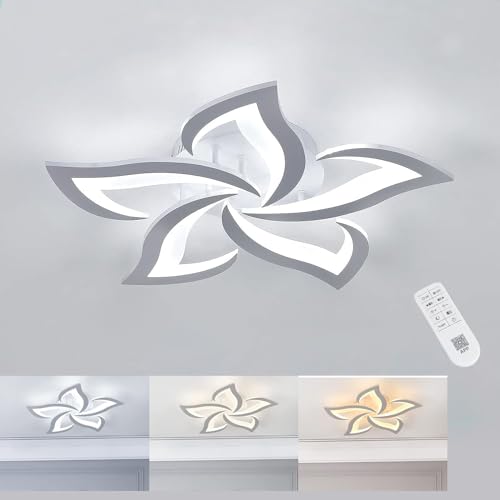 Goeco LED Ceiling Light Dimmable 40W Creative Petal Design Ceiling Lamp with Remote Control, Modern Chandeliers Ceiling Lighting Fixtures for Living Room, Dining Room, Bedroom