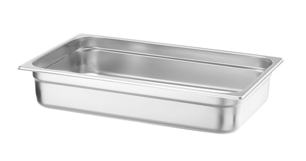 HENDI Contenitore Gastronorm, GN 1/1, resistenza termica -40 °C a 300 °C, compatibile con i forni a convezione, frigoriferi, bagno María, chafing dishes, 14L, 530x325x(H)100mm, acciaio inox 18/10