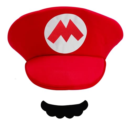 Jolbndcv Red Hat with Beard for Adult Halloween Cosplay Costume