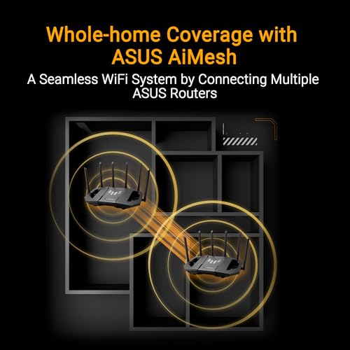 Image of ASUS TUF-BE9400 - Wi-Fi 7 Gaming Router - Dual Band, 4K-QAM, 2.5Gbps Port, Mobile Game Mode, Support Mesh WiFi, Gear Accelerator, Adaptive QoS, Port Forwarding, Mobile Tethering