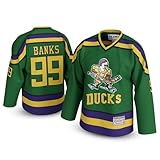 UNLC Banks #99 Mighty Ducks Hockey Jersey – Stitched Letters & Numbers, Authentic Apparel, Breathable Polyester, Green, Large