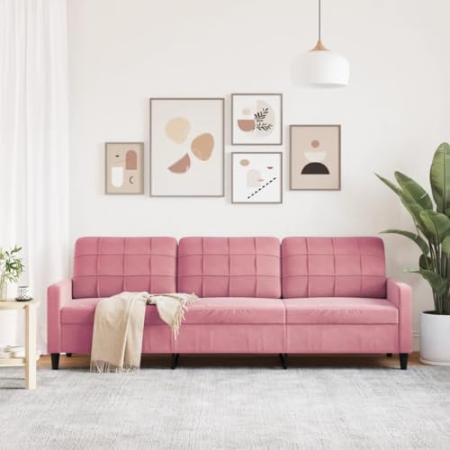 Sofá de 3 plazas de terciopelo de 210 cm rosa para salón moderno 4